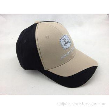 Khaki Cotton Embroidered Baseball Caps Hat with Contrasting